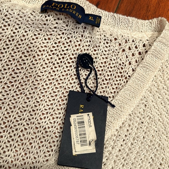 NWT Polo Ralph Lauren 100% Linen Relaxed Fit Open Knit Cropped Sleeveless Top - Picture 9 of 13